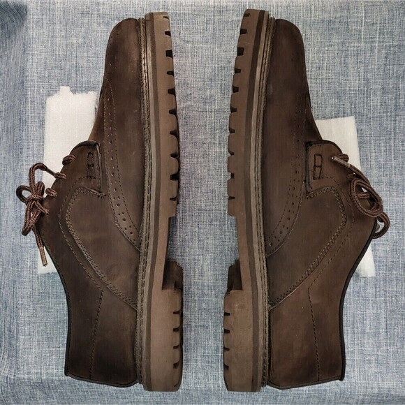 ALP by Golden Fox Vintage 90s Wingtip Brogue Oxford Nubuck Suede Brown Men's 9 - Picture 2 of 9